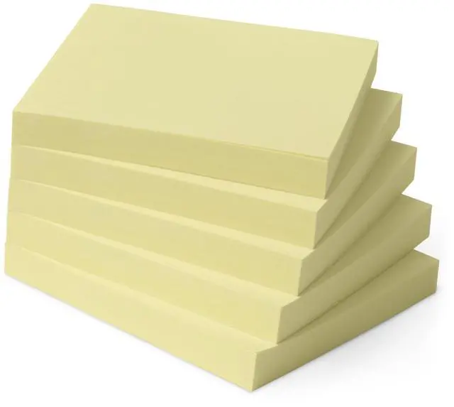 Main image of Square Sticky Notes, Self-Stick Pads, 3 x 3 inches, Yellow, 5-Pack, 100 Sheets per Pad
