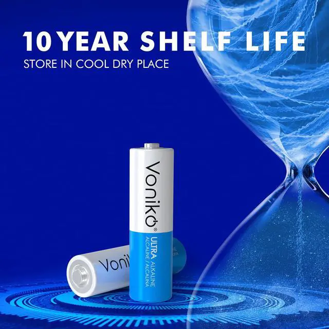Alt view image 3 of 6 - Voniko - Premium Grade AA Batteries - (12 Pack) - Alkaline Double A Battery - Ultra Long-Lasting, Leakproof 1.5v Batteries - 10-Year Shelf Life