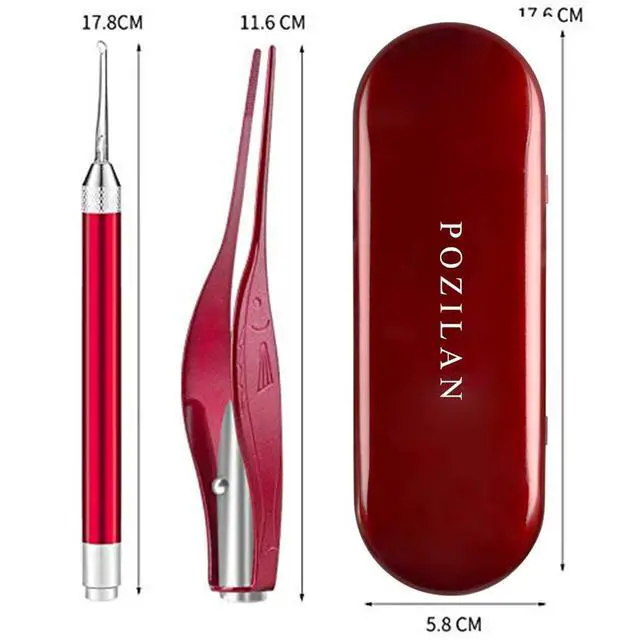 Alt view image 6 of 7 - POZILAN Ear Picker Tweezers with LED Light - 8 Pack Ear Wax Removal Tool Cleaner Kit for Kids and Adults, Earwax Spoon Digger & Tweezers for Ear Cleaning Tool Gift Set