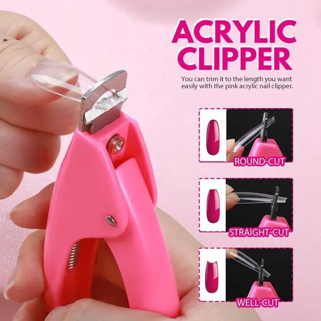 Alt view image 7 of 7 - Teenitor 600 Pcs Clear Coffin Nail Tips, Acrylic Nail Kit, Clear Press On Nails, Long Fake Nails Coffin Nail Tips Full Cover, Acrylic Nail Clipper Nail Stand for Nail Extensions