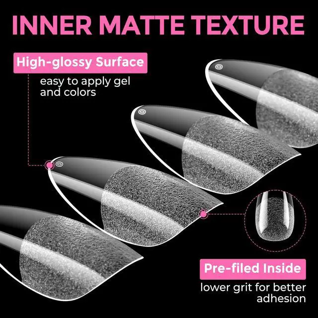 Alt view image 7 of 7 - UNA GELLA Almond Nail Tips 216pcs Medium Almond Press on Nails Pre-shape Gel Fake Nails for Full Cover Acrylic French False Nails For Nail Extension, DIY Salon 12 Sizes Gelly Tips
