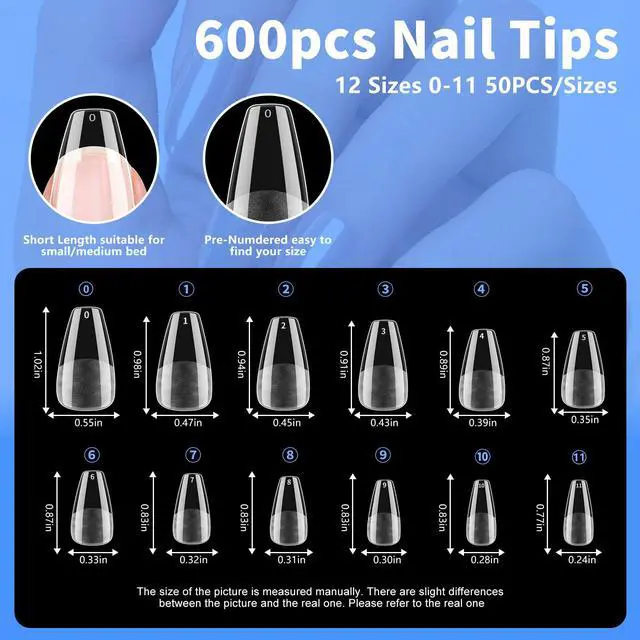 Alt view image 5 of 7 - Coffin Nail Tips Press on Nails, Fake Nails for DIY Home Nail Art, Long Full Cover Acrylic Nail Tips 600Pcs, Semi - Matte Finish for Salons & Gifts - Viywicz