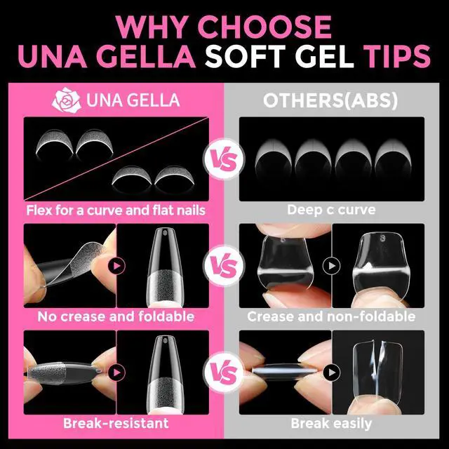 Alt view image 6 of 7 - UNA GELLA Long Coffin Nail Tips: 216pcs Coffin Acrylic Fake Nails Full Cover Gel Nail Tips Press On Nails Clear Tips for Nail Extension DIY Salon 12 Sizes