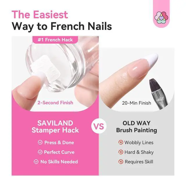 Alt view image 4 of 7 - Saviland French Tip Nail Stamp: 4PCS Nail Art Stamper Kit Clear Silicone Nails Stamping Long & Short Jelly Stamper with Scrapers Nails Stamper Kit for French Manicure Home DIY Salon