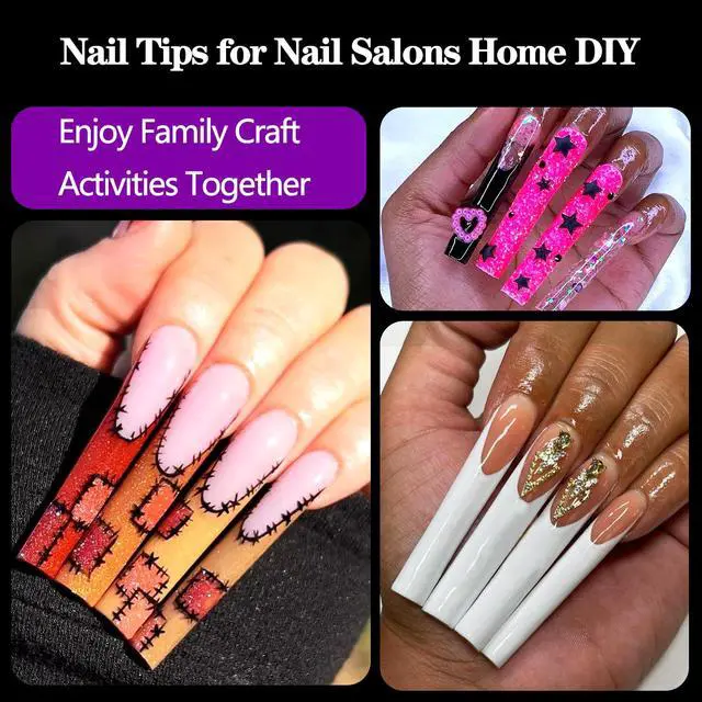 Alt view image 7 of 7 - 3XL Square Nail Tips, 240PCS Clear Full Cover Artificial False Nails Tips, Extra Long Square No C Curve Acrylic Nail Tips, XXXL Tapered Fake Nails for Salons Home DIY Nail Art 12 Sizes