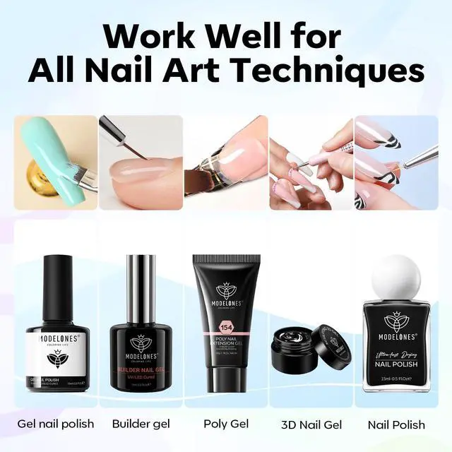 Alt view image 7 of 7 - Modelones Nail Art Brushes Set, Nail Brush kit Gel Polish, Extension Gel, Liner, Clean up, Carving, Apex Building, Dotting Pens Professional Tools for Drawing Painting 3D Design Salon & DIY Use