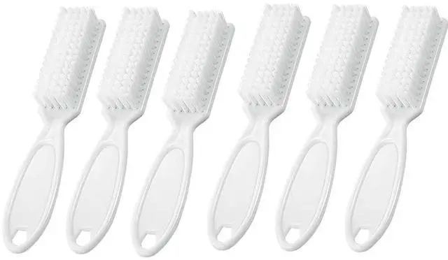 Main image of SQULIGT 6Pcs Handle Grip Nail Brush, Hand Fingernail Cleaner Brush Manicure Tools Scrub Cleaning Brushes for Toes and Nails (White)