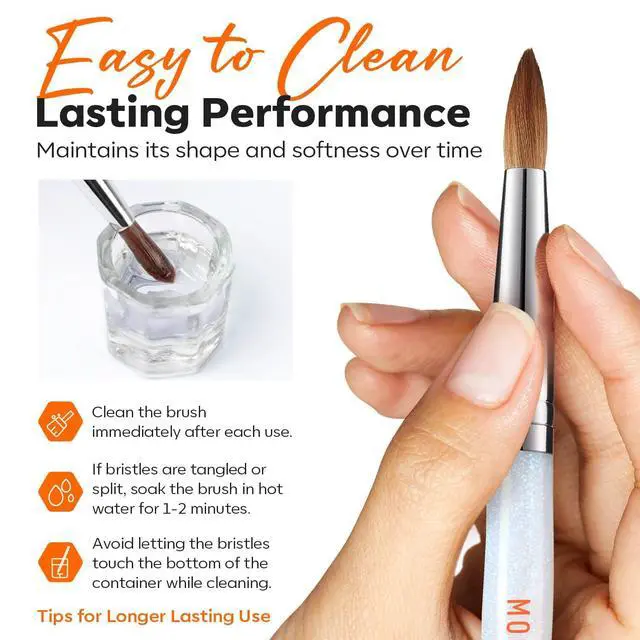 Alt view image 7 of 7 - Modelones Pro Luxe Acrylic Nail Brush, 100% Pure Kolinsky Sable Hair Size 10 Oval Crimped Shaped Sturdy Ergonomic Handle for Acrylic Powder Sculpting Nail Art Brushes Professional Salon DIY Use