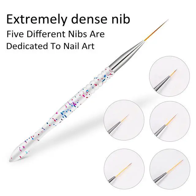 Alt view image 4 of 7 - Etercycle 5Pcs Nail Art Liner Brushes, Nail Gel Polish Painting Brush Set, Thin Nail Art Dotting Drawing Pen (7/9/11/15/20mm)