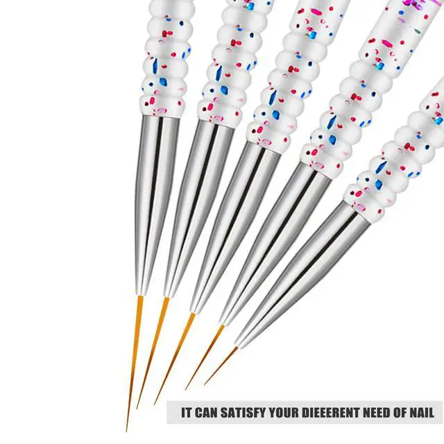 Alt view image 5 of 7 - Etercycle 5Pcs Nail Art Liner Brushes, Nail Gel Polish Painting Brush Set, Thin Nail Art Dotting Drawing Pen (7/9/11/15/20mm)
