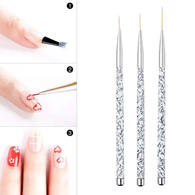 Alt view image 4 of 7 - Tbestmax Professional Nail Art Liner Brush UV Gel Painting Acrylic Nail Brushes Striping Brushes for Short Strokes Details Blending Elongated Lines 3 pcs