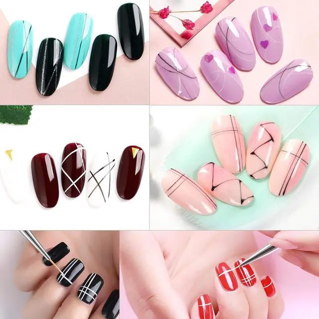Alt view image 6 of 7 - Tbestmax Professional Nail Art Liner Brush UV Gel Painting Acrylic Nail Brushes Striping Brushes for Short Strokes Details Blending Elongated Lines 3 pcs