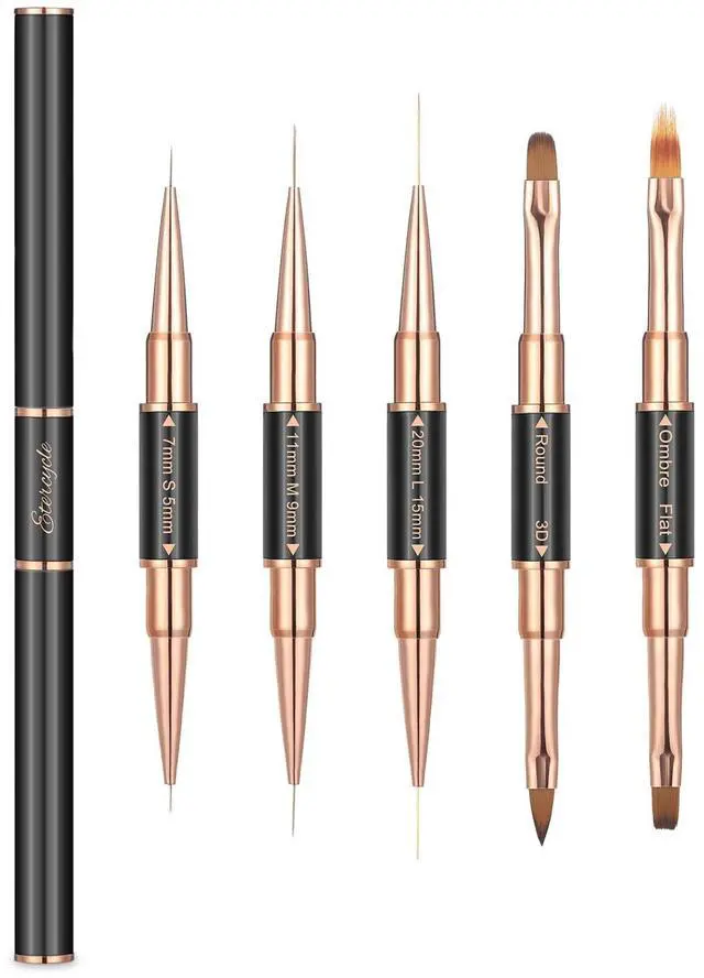 Main image of Double-Ended Acrylic Nail Art Brushes Set, Etercycle Gel Polish Nail Art Design Pen Painting Tools Nail Art Liner Brush and Nail Dotting Pen for Acrylic Application Salon at Home DIY Manicure