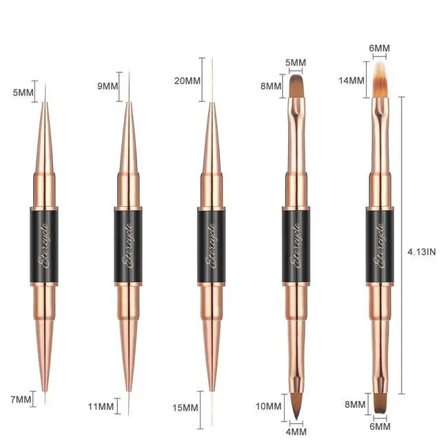 Alt view image 3 of 7 - Double-Ended Acrylic Nail Art Brushes Set, Etercycle Gel Polish Nail Art Design Pen Painting Tools Nail Art Liner Brush and Nail Dotting Pen for Acrylic Application Salon at Home DIY Manicure