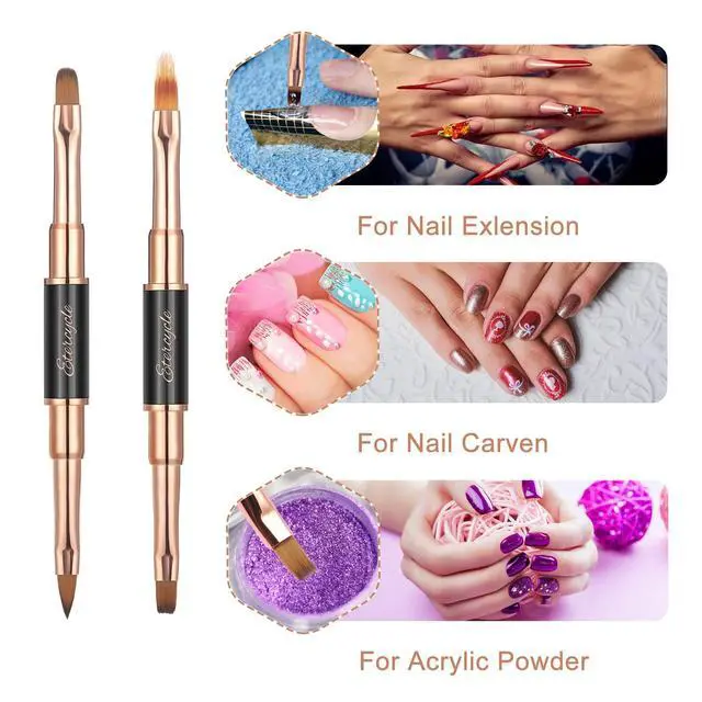 Alt view image 4 of 7 - Double-Ended Acrylic Nail Art Brushes Set, Etercycle Gel Polish Nail Art Design Pen Painting Tools Nail Art Liner Brush and Nail Dotting Pen for Acrylic Application Salon at Home DIY Manicure