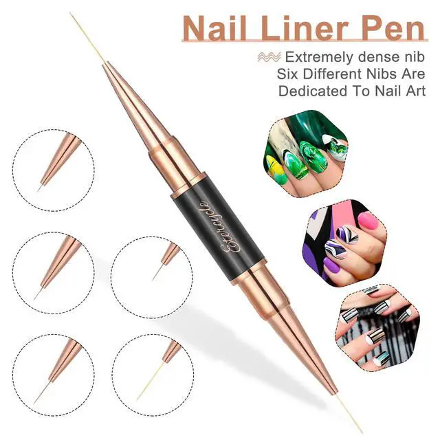 Alt view image 5 of 7 - Double-Ended Acrylic Nail Art Brushes Set, Etercycle Gel Polish Nail Art Design Pen Painting Tools Nail Art Liner Brush and Nail Dotting Pen for Acrylic Application Salon at Home DIY Manicure
