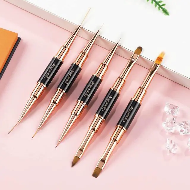 Alt view image 7 of 7 - Double-Ended Acrylic Nail Art Brushes Set, Etercycle Gel Polish Nail Art Design Pen Painting Tools Nail Art Liner Brush and Nail Dotting Pen for Acrylic Application Salon at Home DIY Manicure