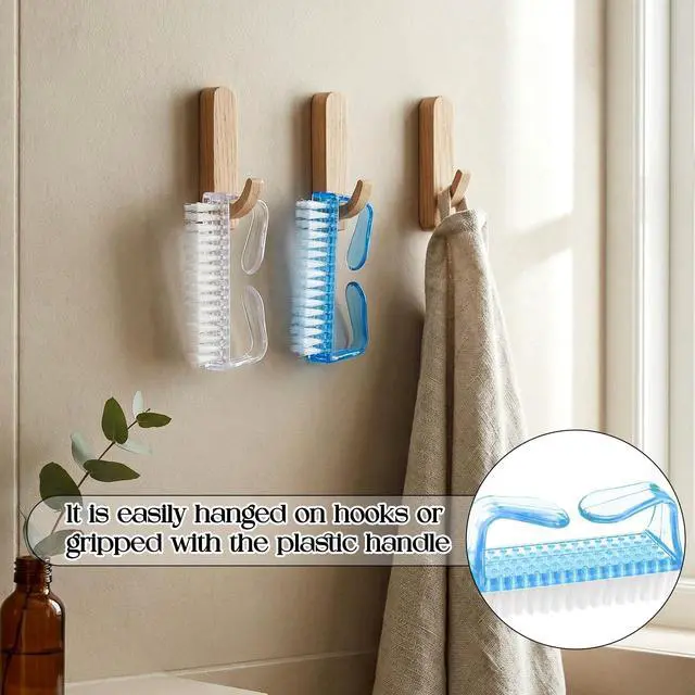 Alt view image 6 of 7 - EBOOT 4 Pieces 3x1.5x1" Handle Plastic Nail Brush Nail Hand Scrubbing Cleaning Brush(Blue,Clear)