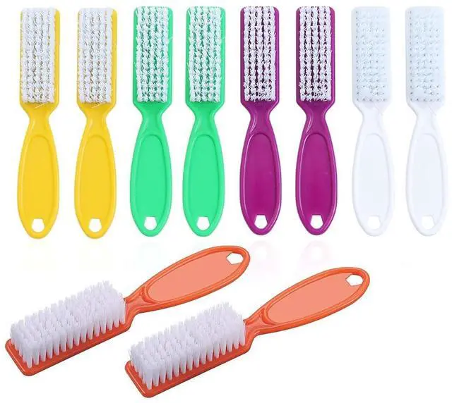 Main image of SQULIGT 10 Pcs Handle Grip Cleaning Brushes, Hand Fingernail Nail Scrub Manicure Brush Pedicure Brush, Use for Toe and Nails Cleaning (5 Colors)