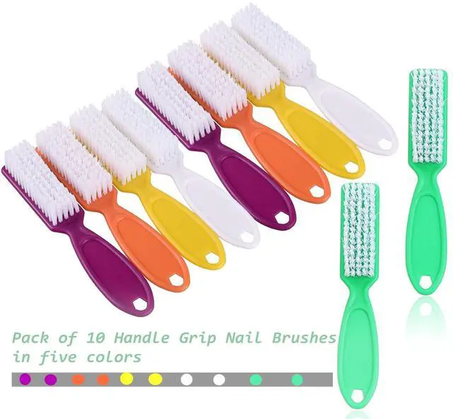 Alt view image 3 of 5 - SQULIGT 10 Pcs Handle Grip Cleaning Brushes, Hand Fingernail Nail Scrub Manicure Brush Pedicure Brush, Use for Toe and Nails Cleaning (5 Colors)