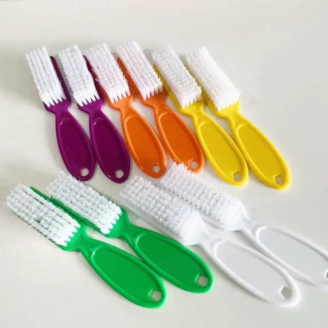 Alt view image 5 of 5 - SQULIGT 10 Pcs Handle Grip Cleaning Brushes, Hand Fingernail Nail Scrub Manicure Brush Pedicure Brush, Use for Toe and Nails Cleaning (5 Colors)