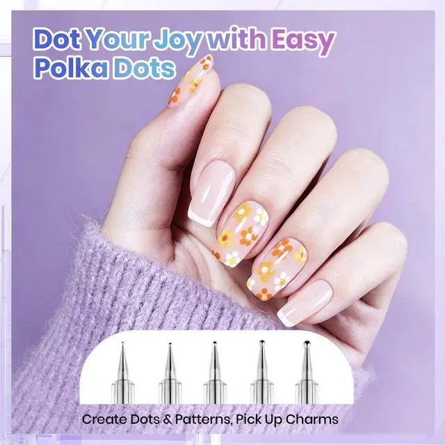 Alt view image 2 of 7 - Beetles Nail Art Brushes 8pcs Crystal Nail Art Tools Double-headed Nails Dotting Tool, Striping Liner Brushes for Nails with Pearls Bowknot Stickers, DIY Home Salon Manicure Design Tools