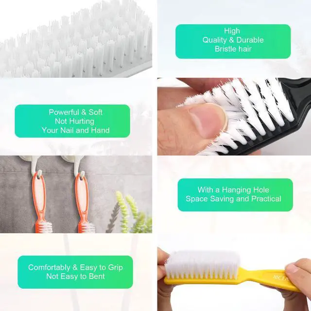 Alt view image 5 of 7 - 10 Pcs Handle Grip Nail Brush, NICEMOVIC Hand Fingernail Cleaner Brush Manicure Tools Scrub Cleaning Brushes Kit, Use for Toe and Nail Cleaning (Bright Colors)