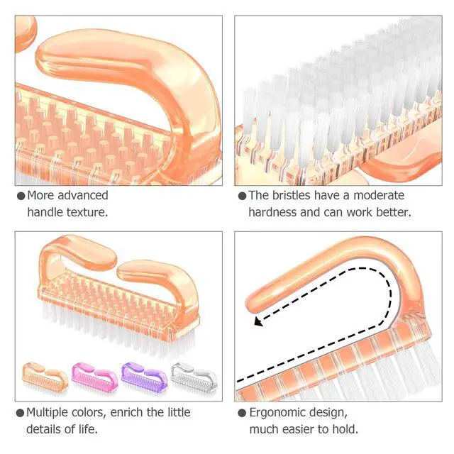 Alt view image 3 of 7 - Larbois Handle Grip Nail Brush, Nail Brushes Hand Fingernail Brush Cleaner Scrubbing Kit Pedicure for Toes and Nails Men Women (4 Pack)
