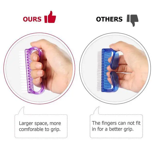 Alt view image 5 of 7 - Larbois Handle Grip Nail Brush, Nail Brushes Hand Fingernail Brush Cleaner Scrubbing Kit Pedicure for Toes and Nails Men Women (4 Pack)