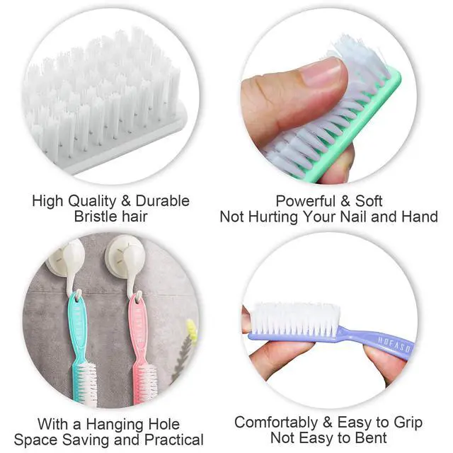 Alt view image 5 of 7 - HOFASON 6 Pack Nail Brush for Cleaning Fingernails, Nail Brush Handle Grip Brush for Nail and Toenail Foot, Nail Dust Brush Manicure Pedicure Tools Scrubbing Brush Women Men Home Salon (Macaron)