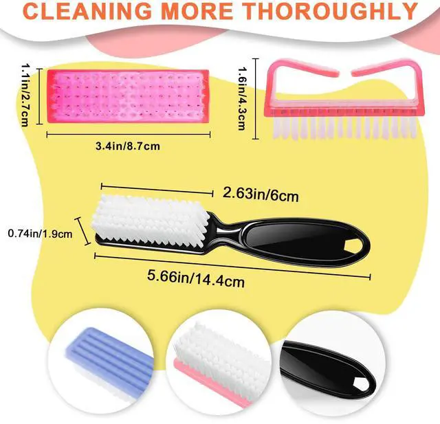 Alt view image 2 of 7 - 8 PCS Nail Brush for Cleaning Fingernails, Handle Grip Nail Scrubber Brush, Cleaner Brushes Manicure Tools Scrub Brushes Kit, Toenail Brush To Clean Under Nails Pedicure Foot Small Brush Women Men