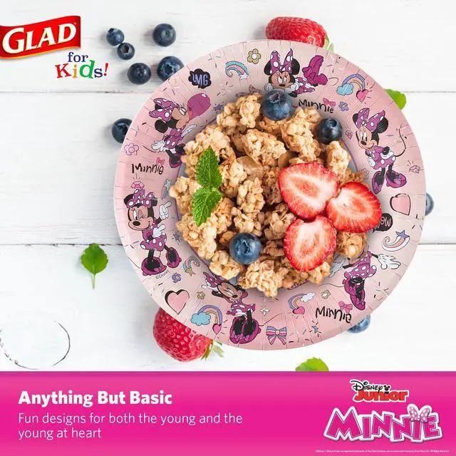 Alt view image 3 of 6 - Glad for Kids Disney Mickey and Friends Disposable Paper Bowls, Pink Minnie - Heavy Duty, Soak-Proof, Microwavable Kid-Friendly Snack Bowls for Everyday Use, 12 Ounce, 40 Count