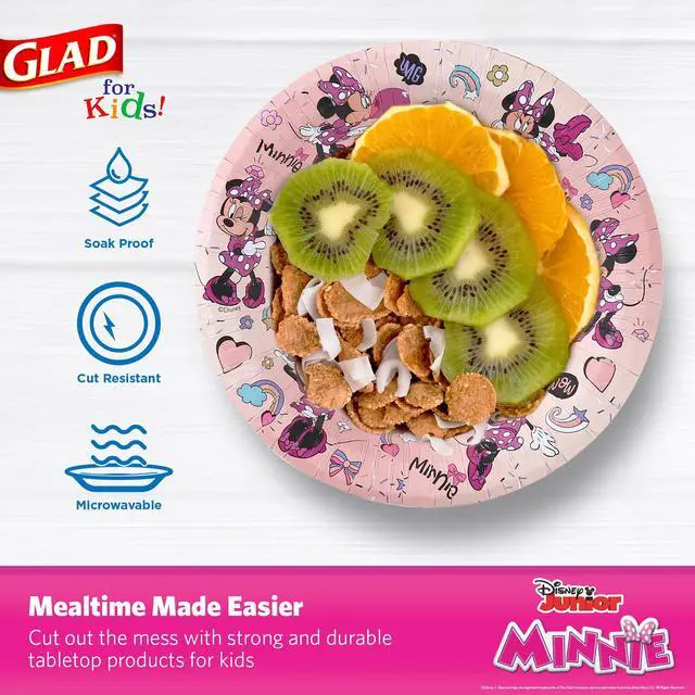 Alt view image 4 of 6 - Glad for Kids Disney Mickey and Friends Disposable Paper Bowls, Pink Minnie - Heavy Duty, Soak-Proof, Microwavable Kid-Friendly Snack Bowls for Everyday Use, 12 Ounce, 40 Count