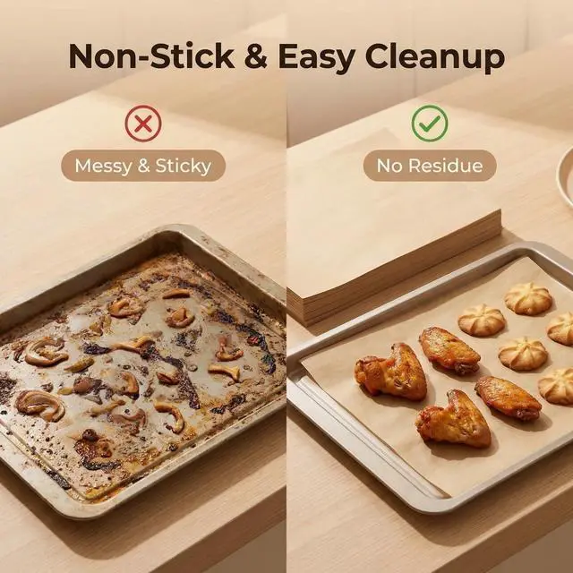 Alt view image 7 of 7 - Tuchclipp 100 Pcs Unbleached Parchment Paper Sheets, Precut 9x13 Inch Non-Stick Baking Paper for Quarter Sheet Pan, Heavy Duty Oven & Air Fryer Liners for Cookies, Bread, Pizza, Steaming & Grilling
