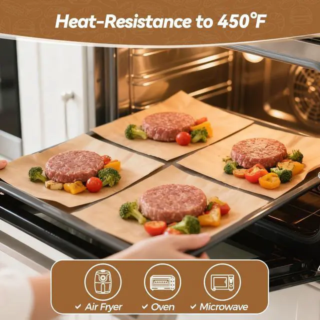 Alt view image 6 of 7 - 360 Count 6"x 6" Heavy Duty Patty Paper Sheets for Separating Patty, No-Stick & No-Leak Unbleached Parchment Paper Squares, Pre-cut Burger Patty Paper for Oven, Air Fryer, Microwave