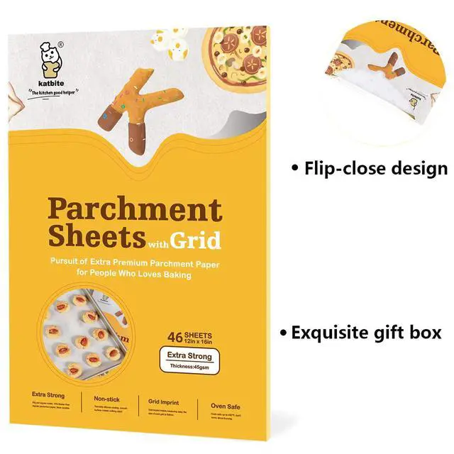 Alt view image 4 of 5 - Katbite 12x16 Inch Parchment Paper Sheets with Grid Lines, Precut Baking Paper, Non-Stick & Heavy Duty, Half Sheet Parchment Paper for Cookies, Cup Cake Baking, Cooking, Air Fryer, Steaming, Grilling