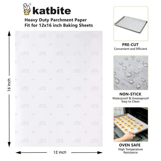 Alt view image 2 of 5 - Katbite 12x16 Inch Parchment Paper Sheets with Grid Lines, Precut Baking Paper, Non-Stick & Heavy Duty, Half Sheet Parchment Paper for Cookies, Cup Cake Baking, Cooking, Air Fryer, Steaming, Grilling