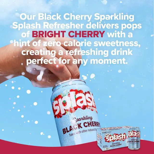 Alt view image 3 of 7 - Sparkling Water, Black Cherry - 8-Pack, 12 Fl Oz Cans - Flavored Carbonated Seltzer Water with Electrolytes, Zero Sugar & Zero Calories