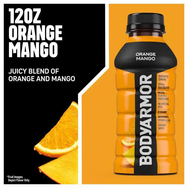 Alt view image 3 of 7 - Sports Drink, Orange Mango, Electrolyte Drink Hydration, 12 Fl Oz Bottles (8 Pack), Flavored Coconut Water with B Vitamins & Antioxidants