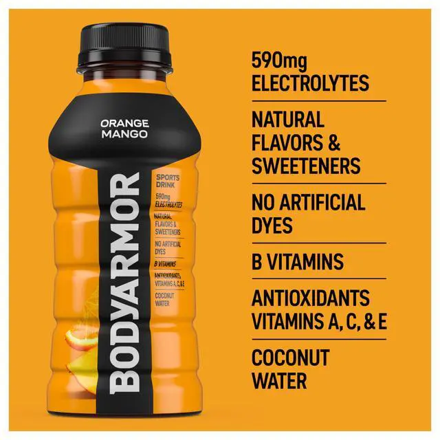 Alt view image 6 of 7 - Sports Drink, Orange Mango, Electrolyte Drink Hydration, 12 Fl Oz Bottles (8 Pack), Flavored Coconut Water with B Vitamins & Antioxidants