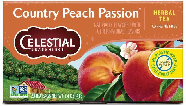 Main image of Country Peach Passion Herbal Tea, 20 Tea Bags Box