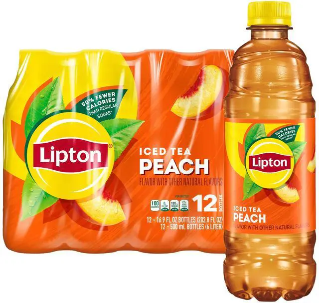 Main image of Lipton Peach Iced Tea, 16.9 Fl Oz Bottles (Pack of 12)