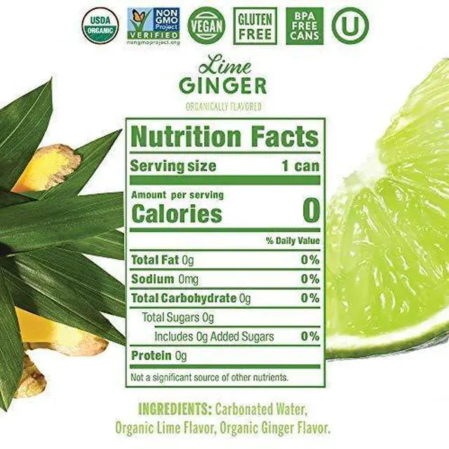 Alt view image 3 of 3 - Organic Lime Ginger Sparkling Water 8 Pack, 12 FZ