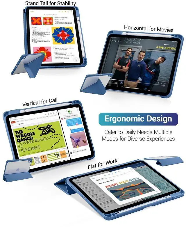 Alt view image 4 of 7 - CoBak Case for iPad (A16) 11th Generation 11 Inch 2025, iPad 10th Generation Case 10.9 Inch 2022 - Protective Cover with Multi-Angle Includes Portrait Stand, Pencil Holder and Auto Wake/Sleep- Blue