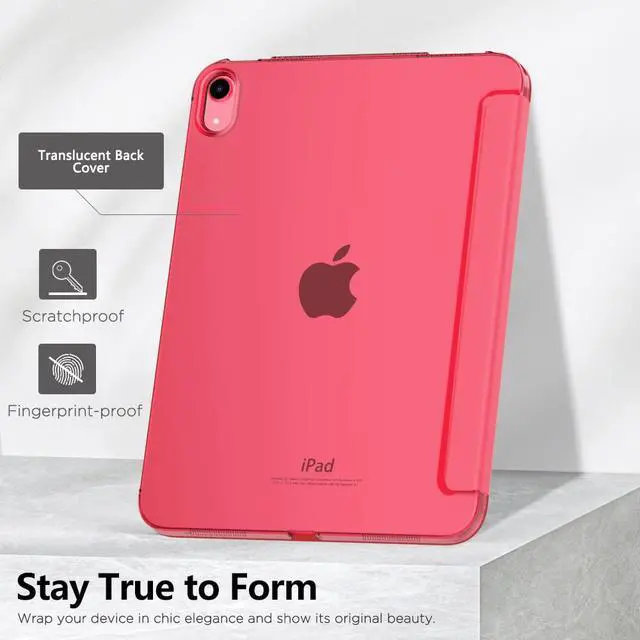Alt view image 6 of 7 - MoKo for iPad (A16) 11th Generation Case 11 Inch 2025, iPad 10th Generation Case 10.9 Inch 2022, Slim Stand Hard PC Translucent Back Shell Smart Cover, Support Touch ID, Auto Wake/Sleep,Watermelon Red
