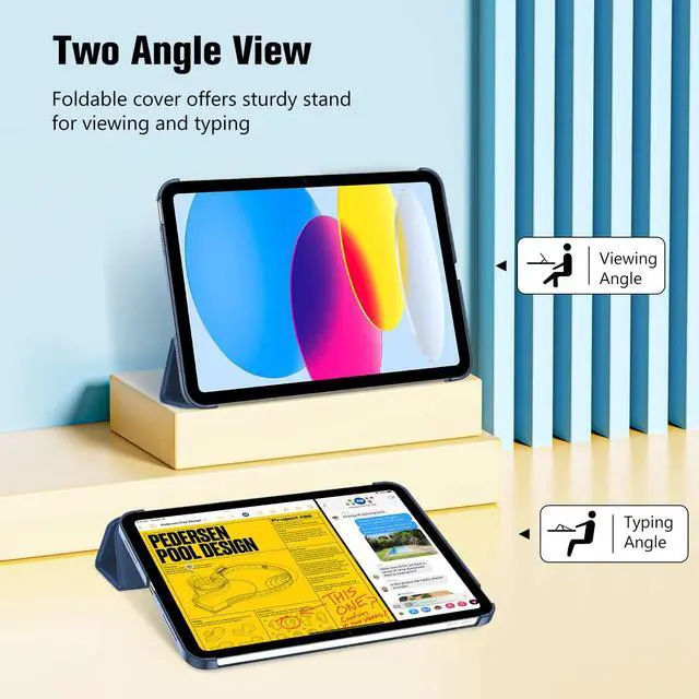 Alt view image 4 of 7 - for iPad (A16) 11th Generation 11 Inch 2025/ iPad 10th Generation 10.9 Inch 2022 Case, Slim Smart Cover with Translucent Hard Shell Back, Supports Touch ID, Auto Wake/Sleep -Navy
