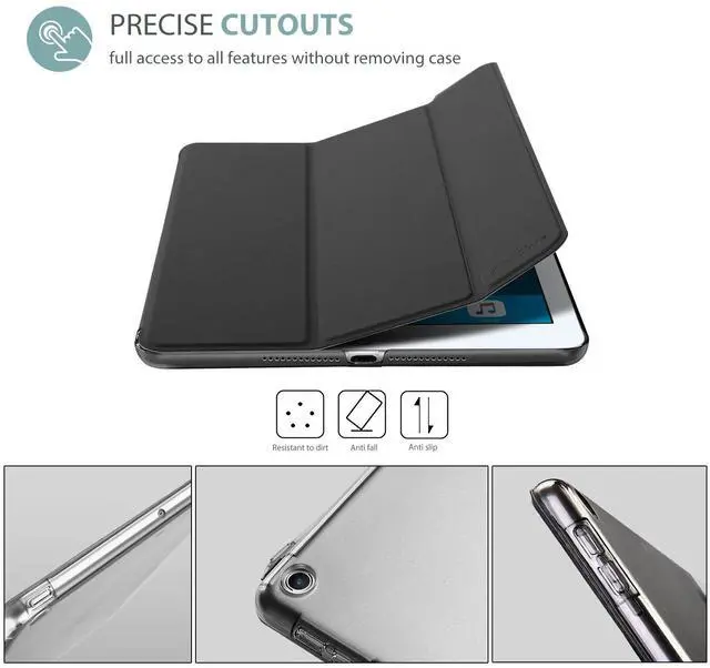 Alt view image 3 of 7 - ProCase Smart Case for iPad 9.7 Inch iPad 6th/5th Generation 2018 2017(Model: A1893 A1954 A1822 A1823), Ultra Slim Lightweight Stand Cover with Translucent Frosted Back -Black