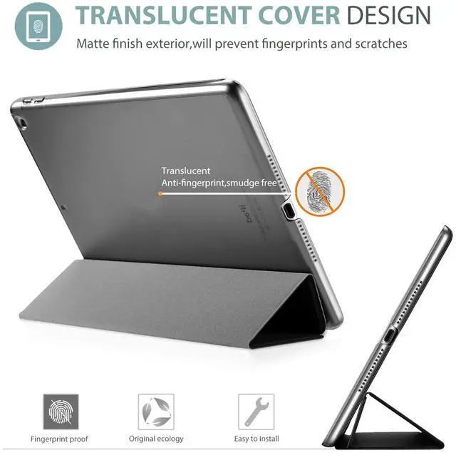 Alt view image 4 of 7 - ProCase Smart Case for iPad 9.7 Inch iPad 6th/5th Generation 2018 2017(Model: A1893 A1954 A1822 A1823), Ultra Slim Lightweight Stand Cover with Translucent Frosted Back -Black