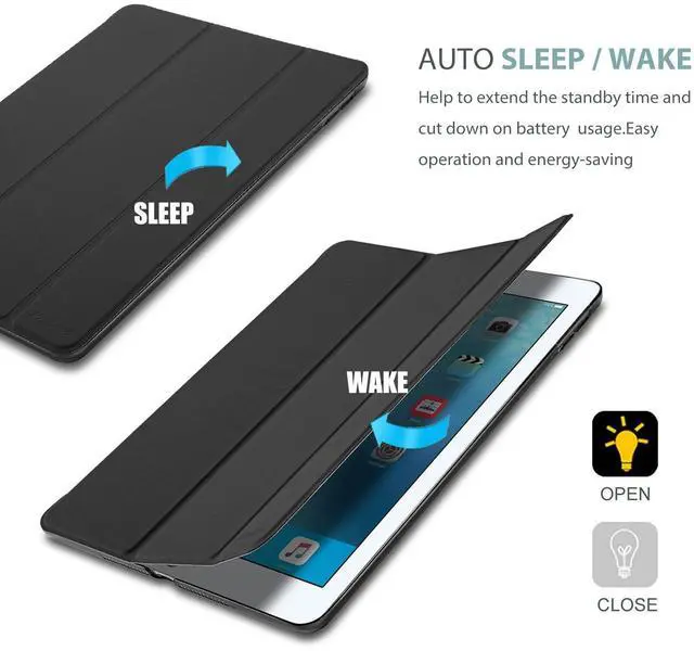 Alt view image 7 of 7 - ProCase Smart Case for iPad 9.7 Inch iPad 6th/5th Generation 2018 2017(Model: A1893 A1954 A1822 A1823), Ultra Slim Lightweight Stand Cover with Translucent Frosted Back -Black