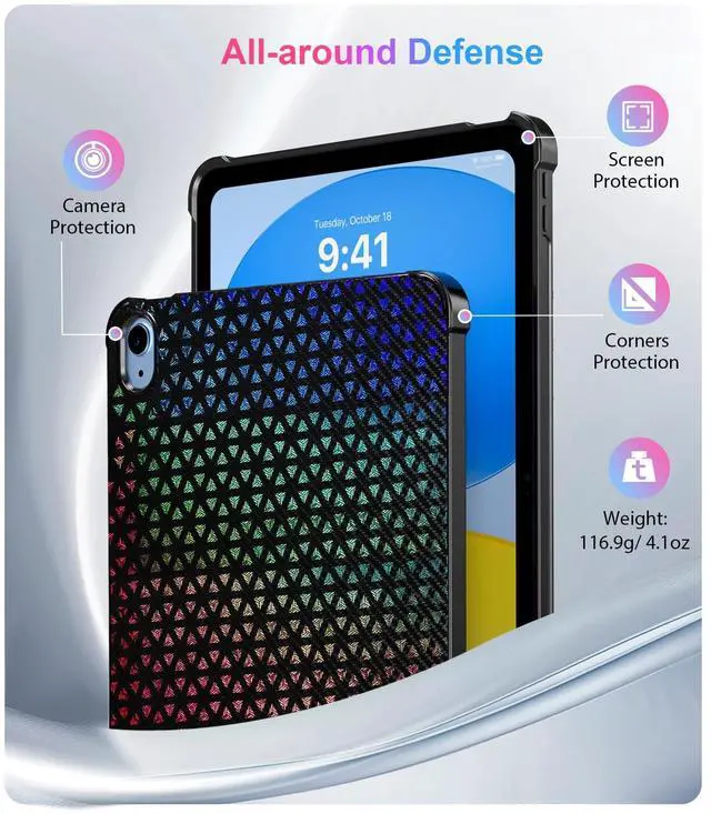 Alt view image 6 of 7 - TiMOVO Case for iPad (A16) 11th Generation 11 Inch 2025, iPad 10th Generation 10.9 inch 2022, Ultra Slim, Lightweight Flexible TPU Protective Cover, Shockproof, Anti Drop (Iridescent Black)